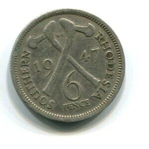 1947 Southern Rhodesia 6p Coin (b757-25)